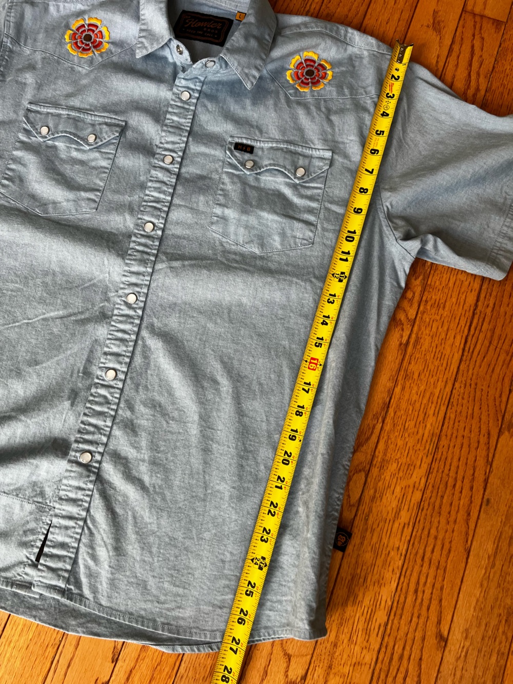 Howler Brothers Crosscut Deluxe Beach Blooms Blue Short-Sleeve Western Shirt L - Picture 12 of 13